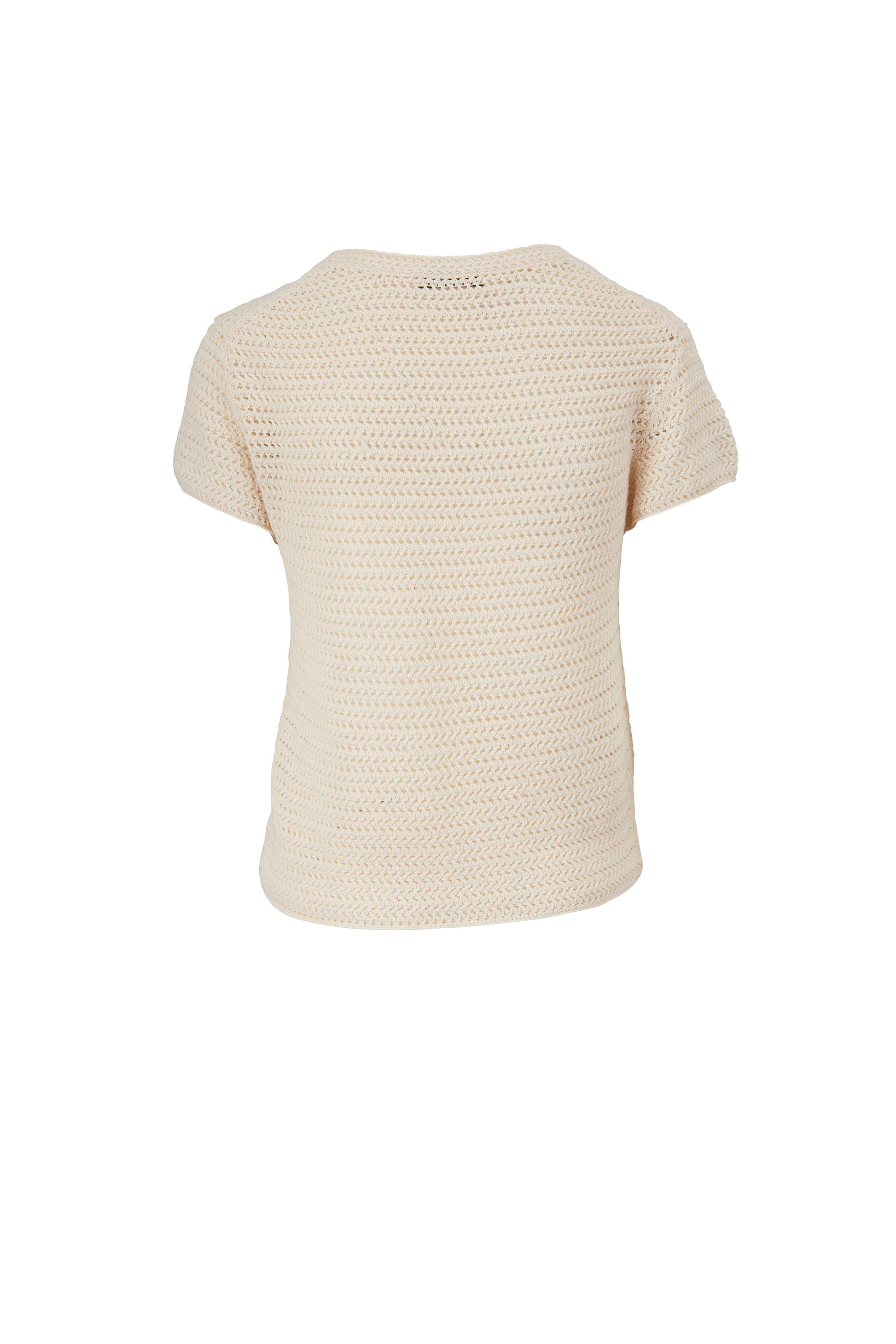 Vince - Bone Crochet Short Sleeve Mock Neck Top | Mitchell Stores