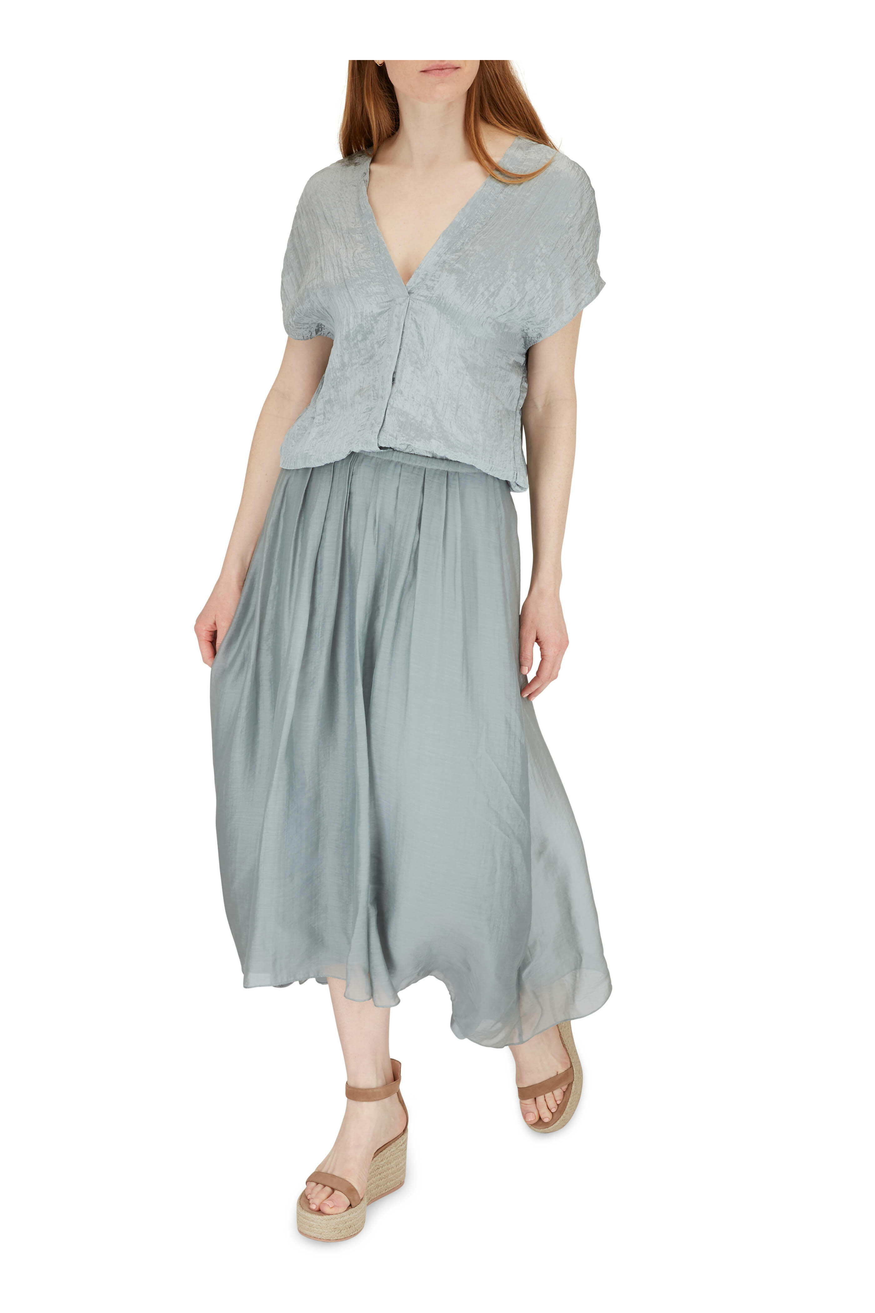 Vince - Sea Stone Gathered Pull-On Skirt