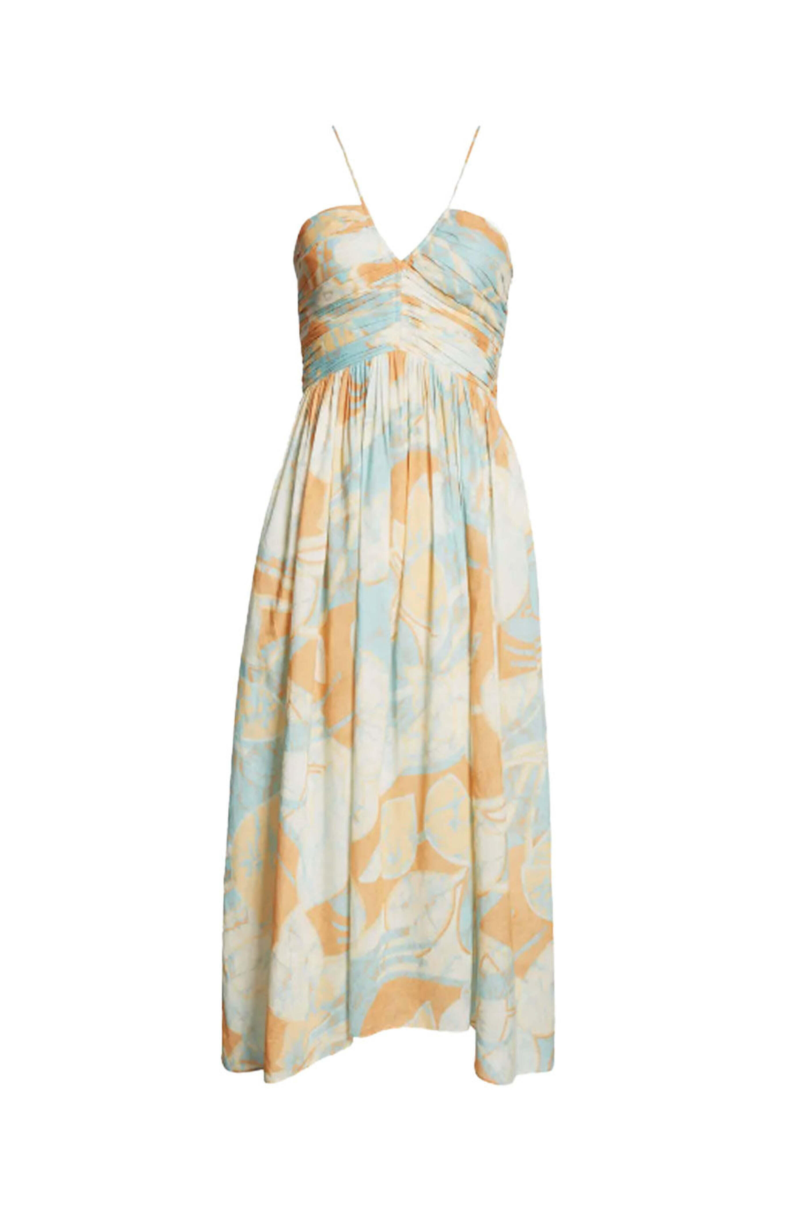 A.L.C. - Cumin and Sea Glass Rumi Cotton Midi Dress