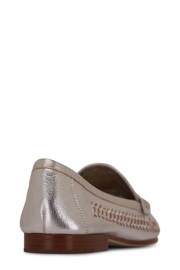 Veronica Beard - Penny Metallic Silver Woven Leather Loafer 