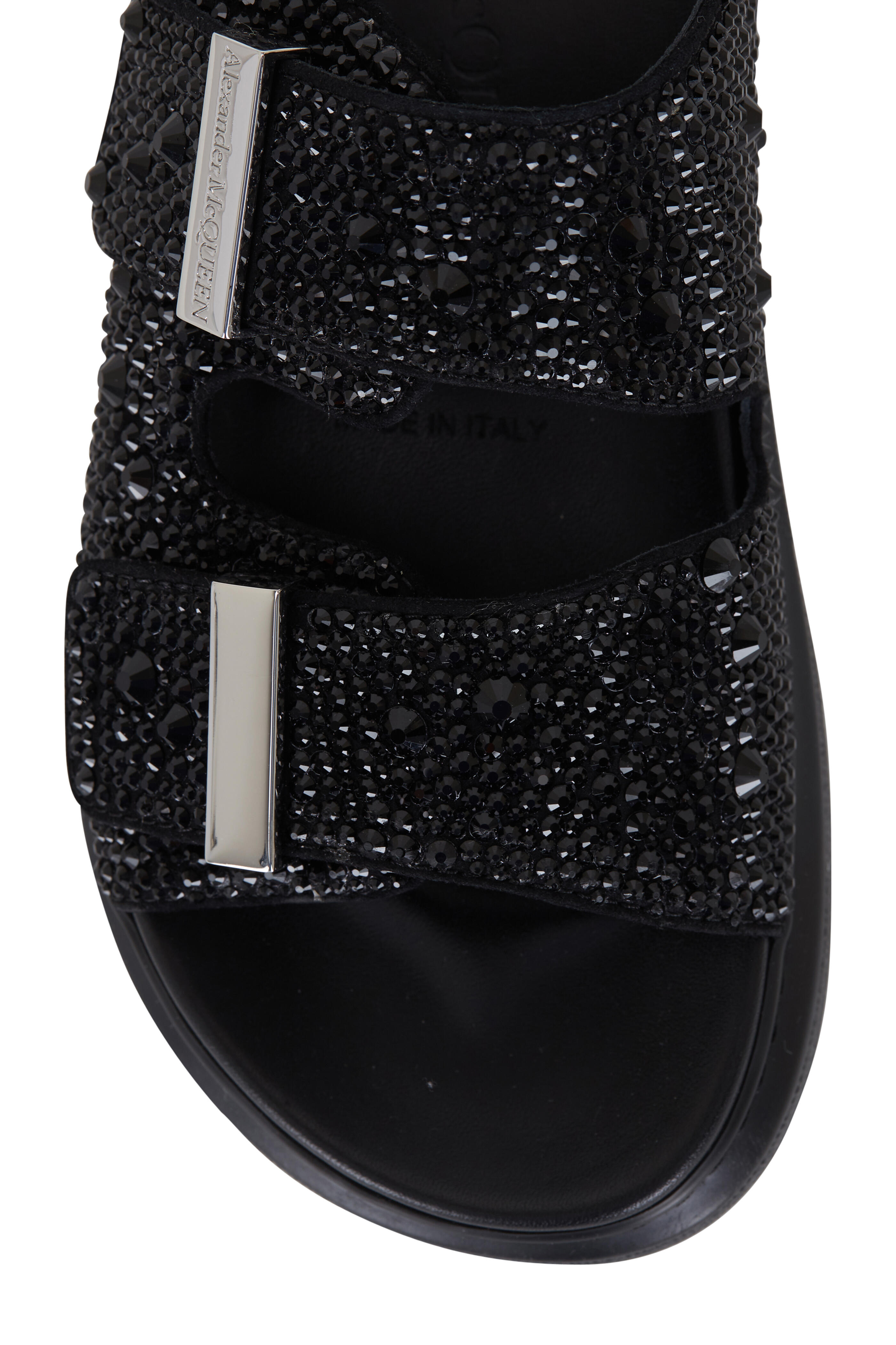 McQueen - Black Crystal Slide Sandal | Mitchell Stores