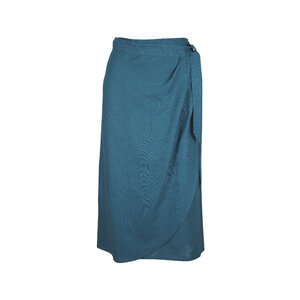 いへうこ ST174美品★Loropiana DURBAN Loro Piana - Shelby Turquoise Linen Wrap Midi Skirt