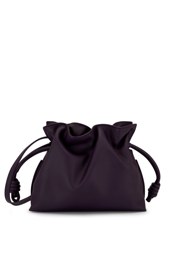 Loewe - Mini Flamenco Aubergine Leather Knot Clutch