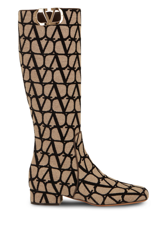 Valentino Garavani - Natural & Black VLogo Jacquard Boot