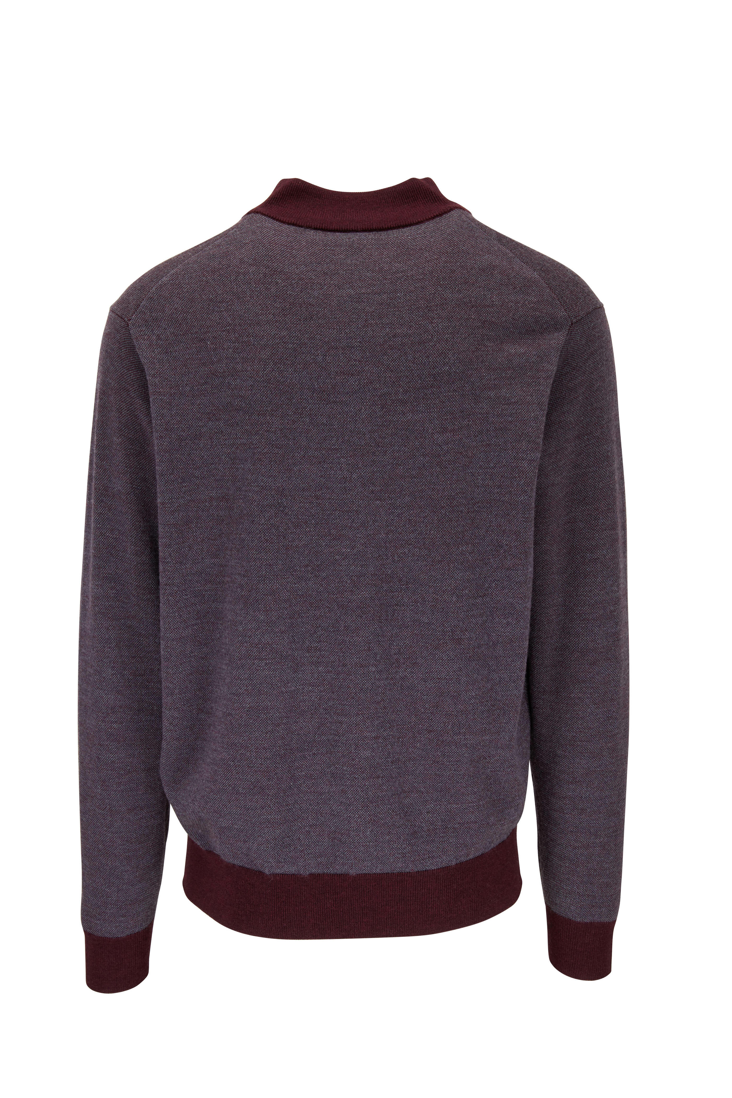 Peter Millar - Burgundy Birdseye Quarter-Zip Merino Wool Pullover