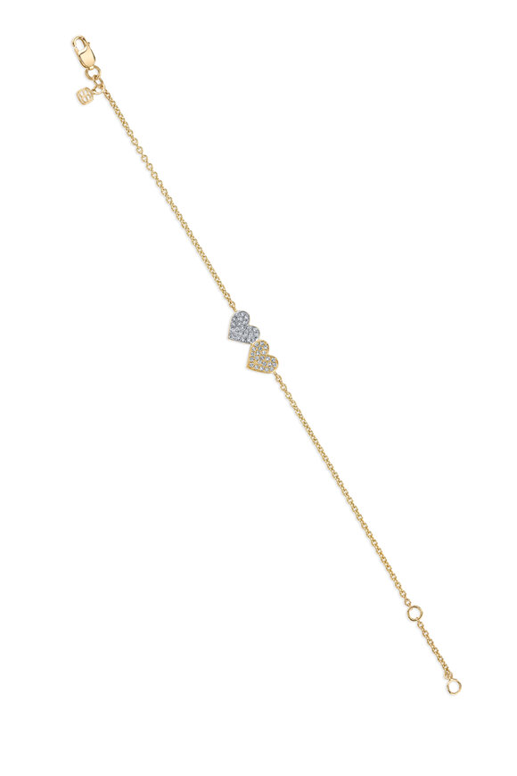 Sydney Evan - Double Diamond Heart Chain Bracelet