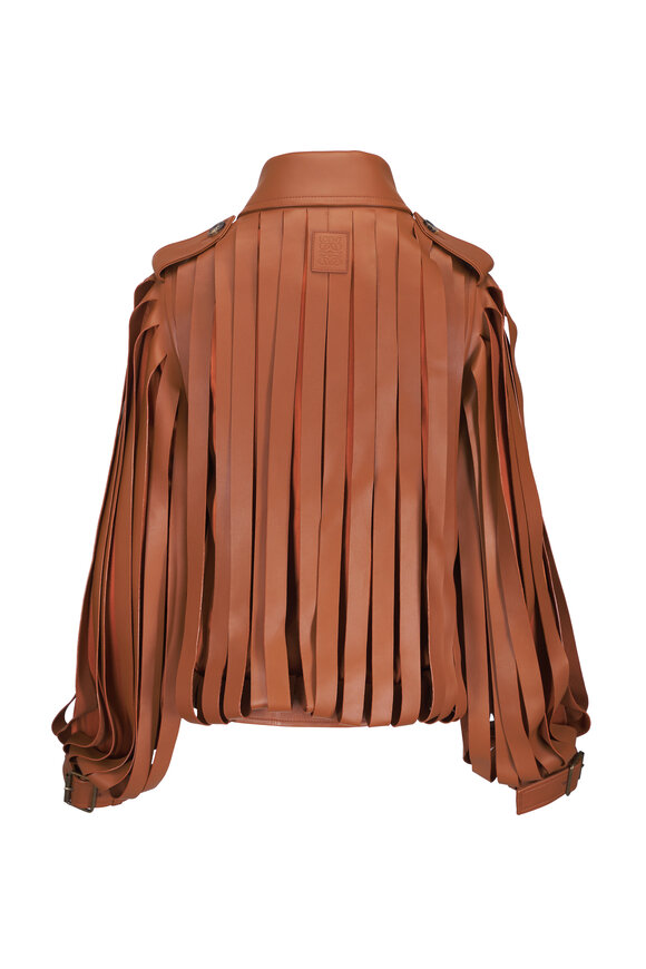 Loewe Tan Ribbon Cutout Leather Jacket - view 4