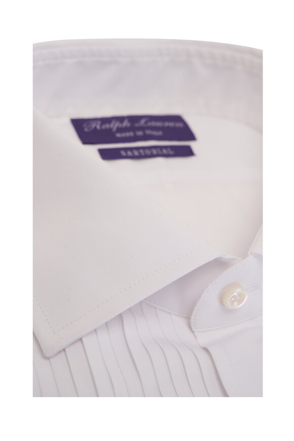 Ralph Lauren Purple Label - White Poplin Pleated Formal Dress Shirt 
