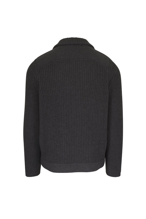 Brunello Cucinelli Charcoal Gray Cashmere Double Breasted Cardigan - view 2