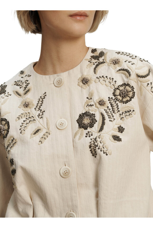 Veronica Beard Emeren Ecru Cotton Jacket - view 4