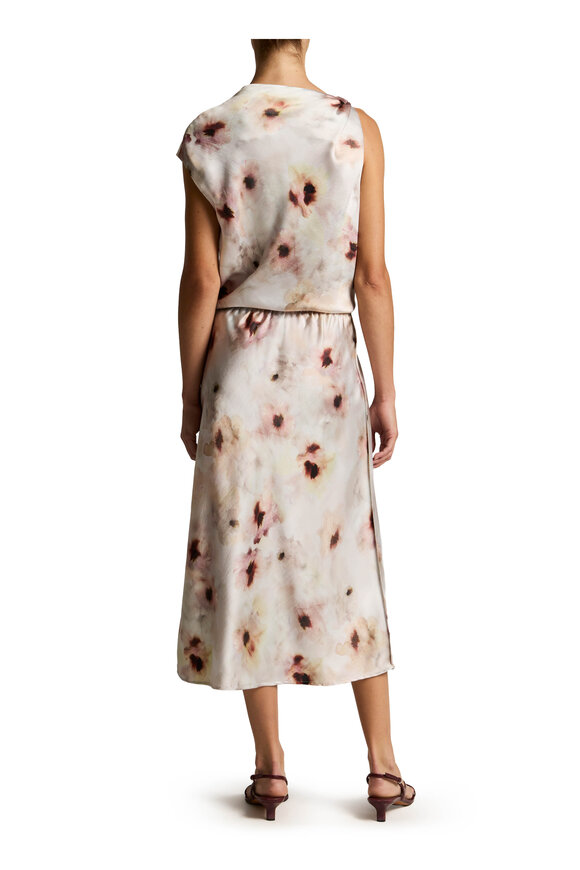 Vince Soft Peony Watercolor Floral Satin Slip Skirt - view 3