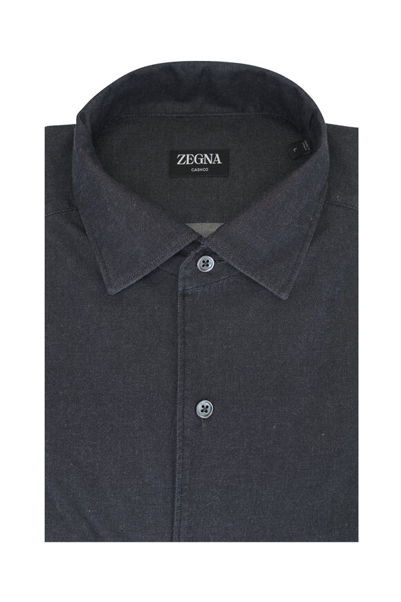 Zegna - Navy Blue Cotton & Cashmere Sport Shirt