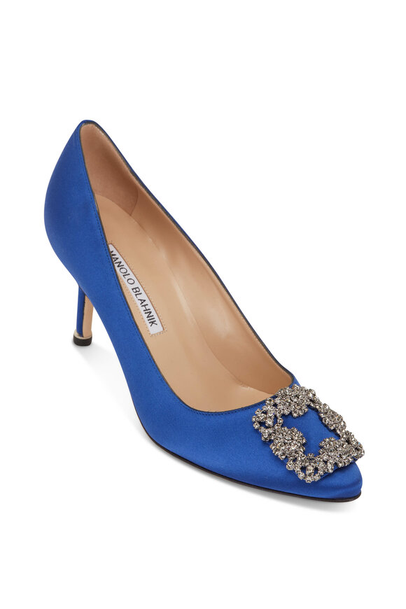 Manolo Blahnik - Hangisi Blue Satin Pump, 70mm