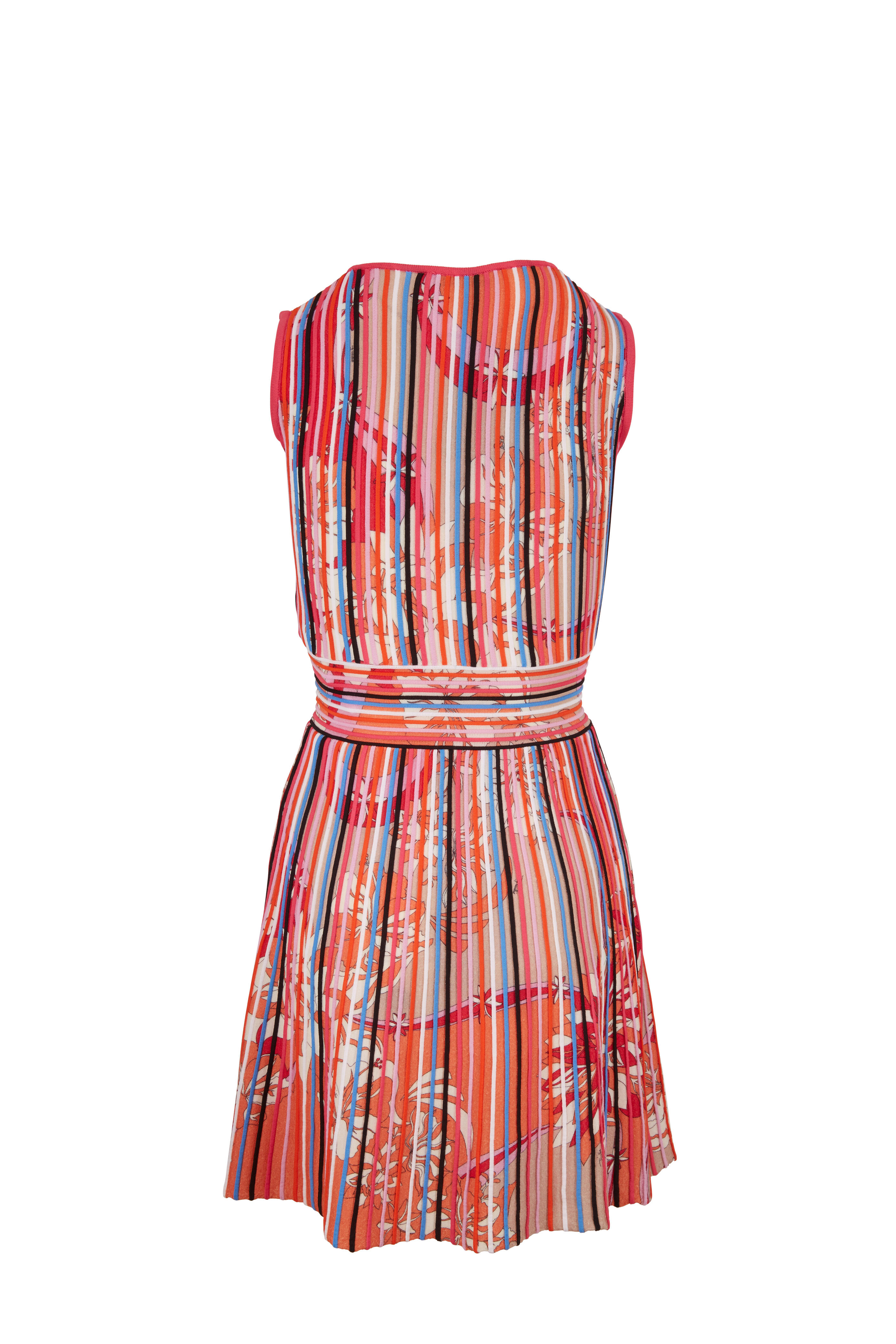 Pucci - Pink Multicolor Ribbed Sleeveless Knit Dress