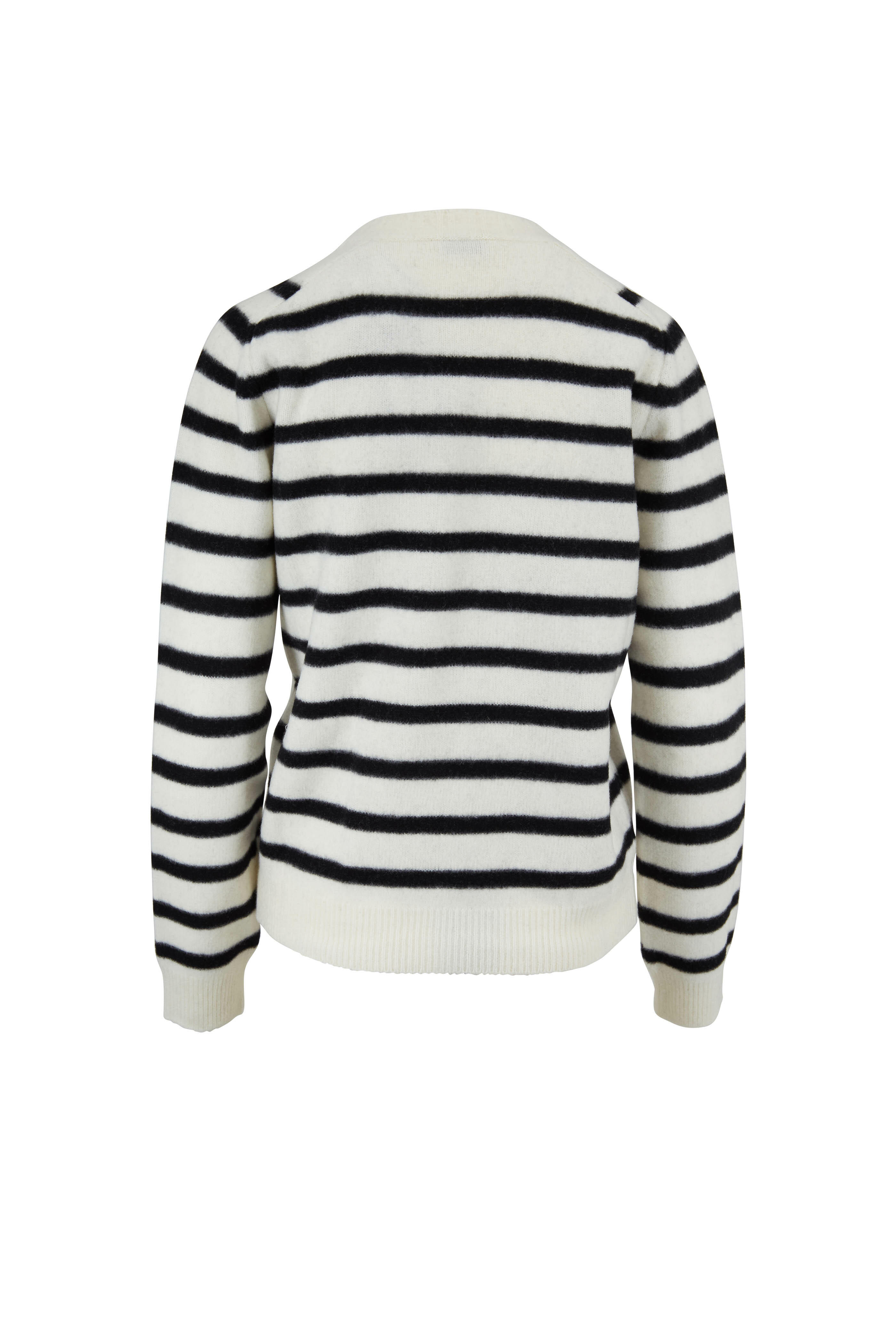 Saint Laurent - White & Black Wool Striped Sweater