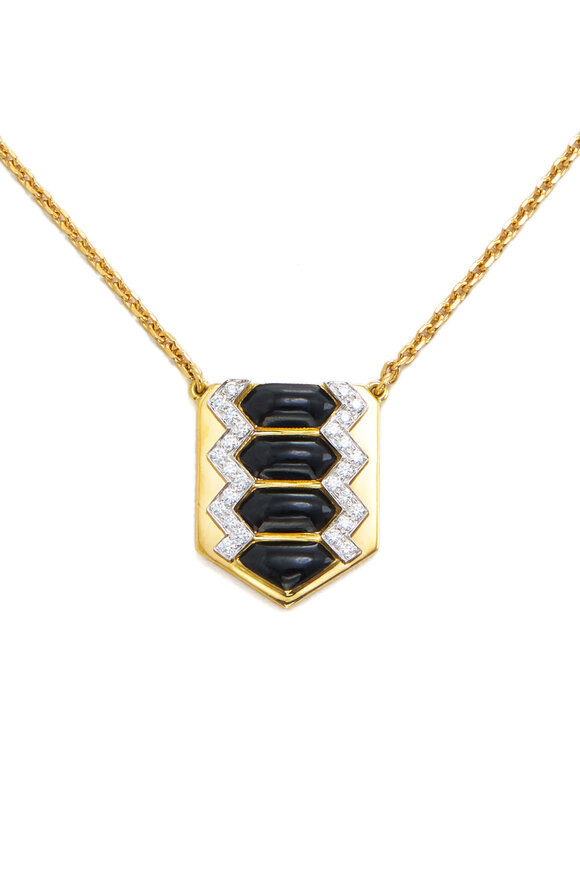 David Webb - Black Enamel Shield Necklace