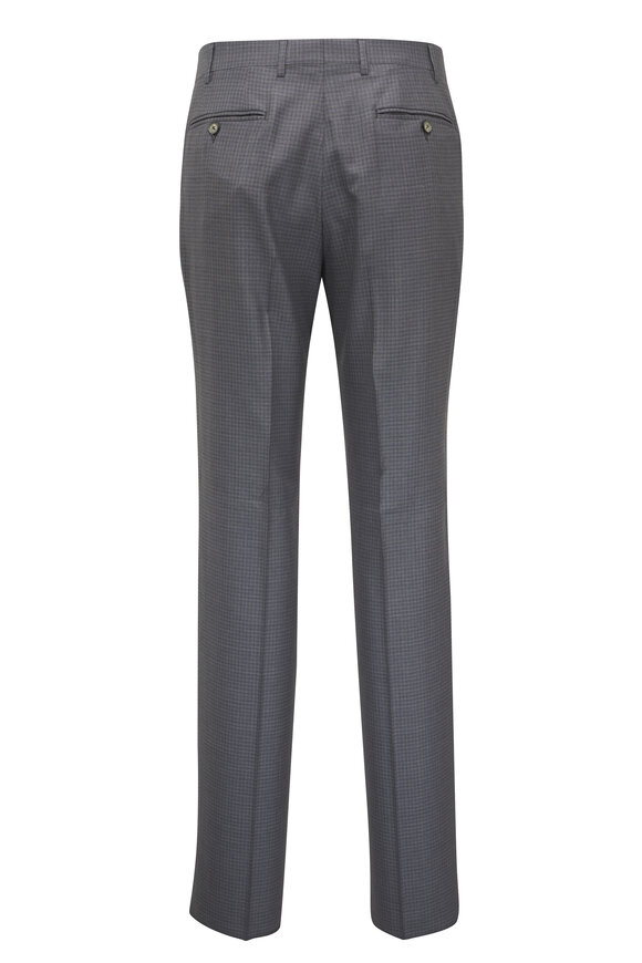 Canali Light Gray Summer Check Wool & Silk Suit - view 5