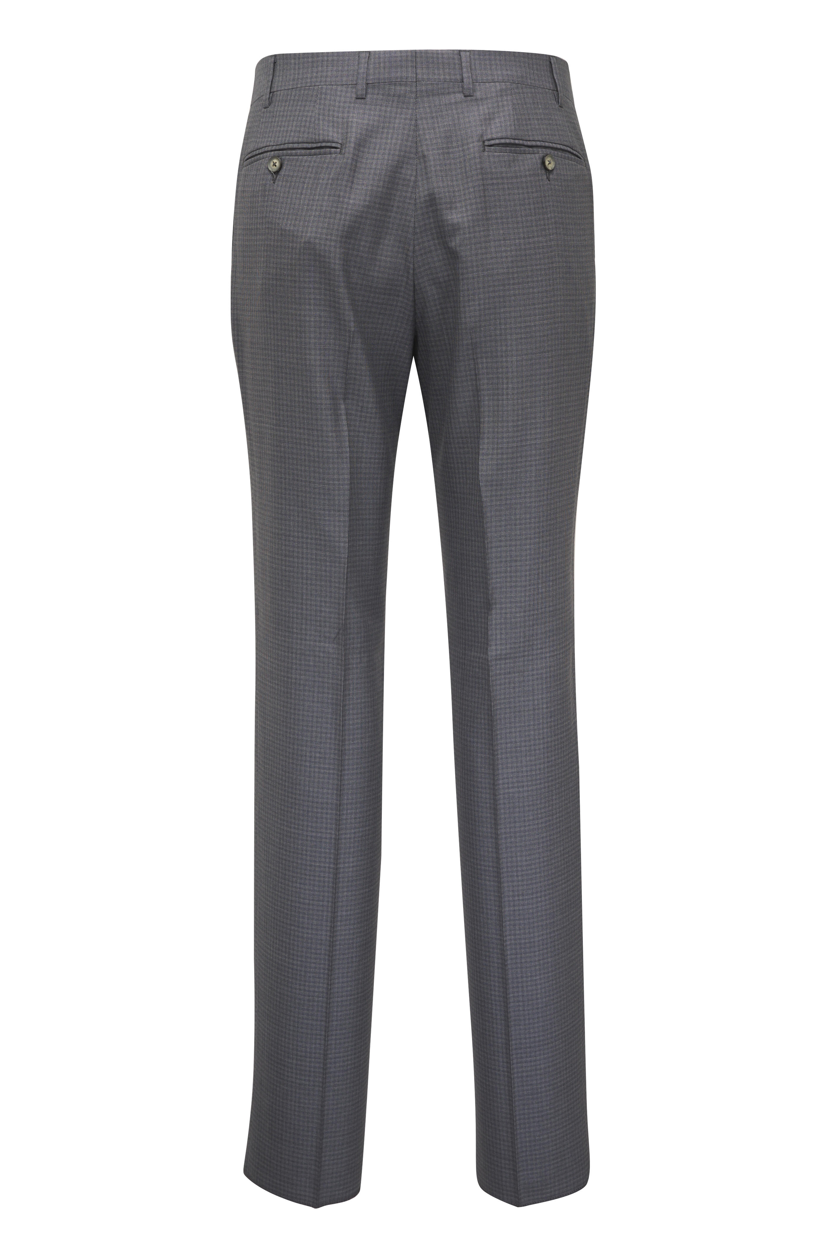 Canali - Light Gray Summer Check Wool & Silk Suit