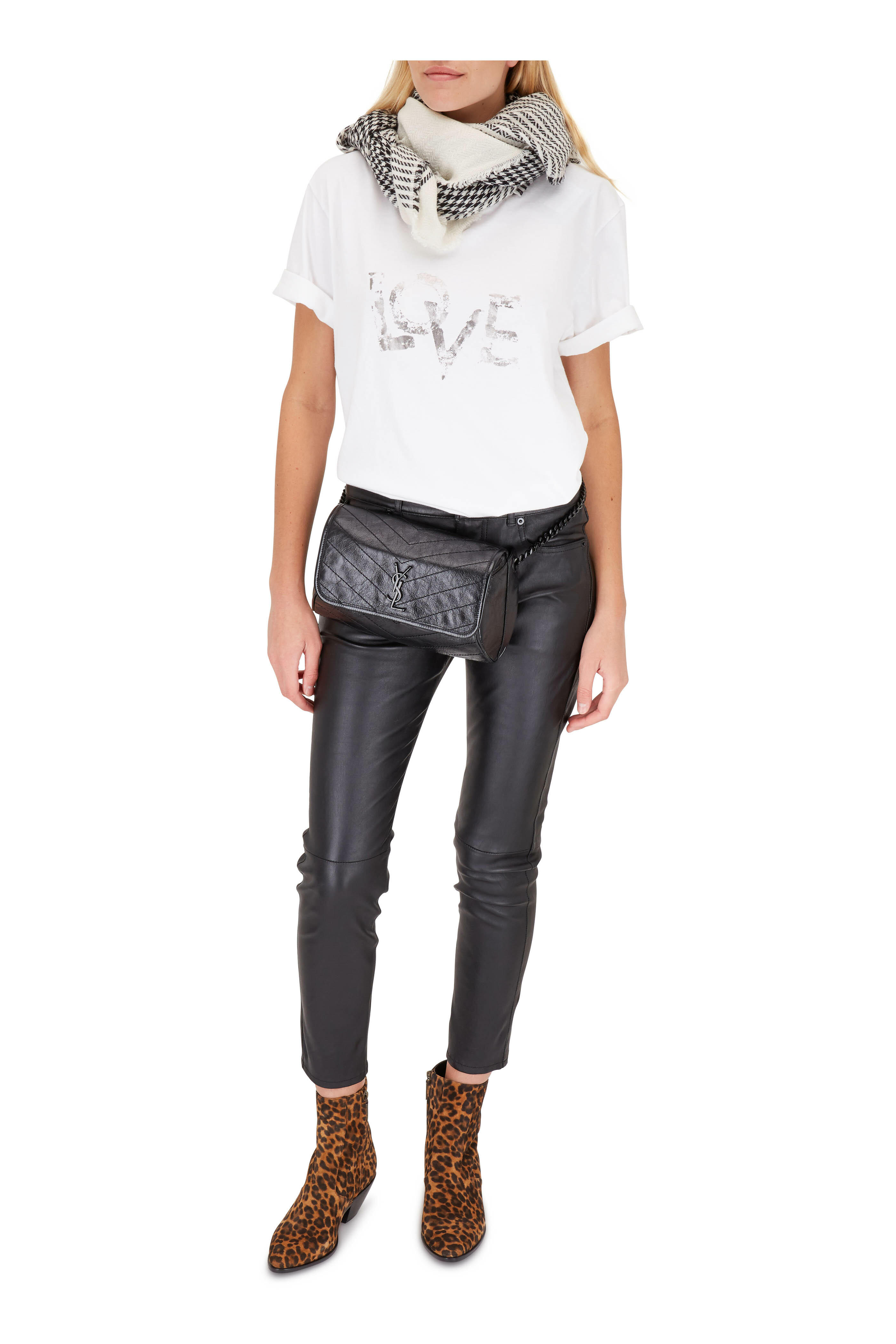Saint Laurent - Natural Foiled Silver LOVE T-Shirt