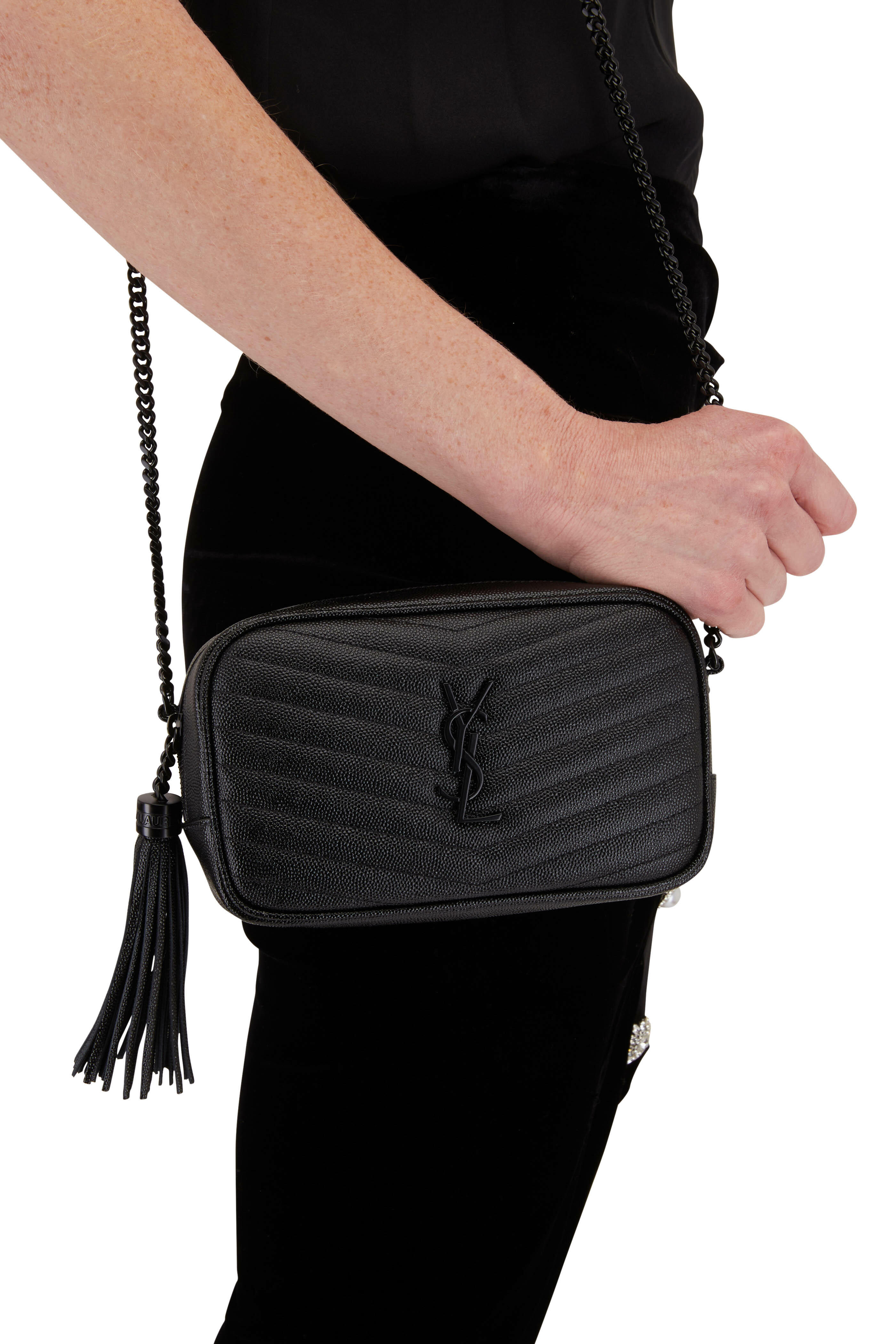 SAINT LAURENT: Lou mini bag in grain de poudre leather - Beige