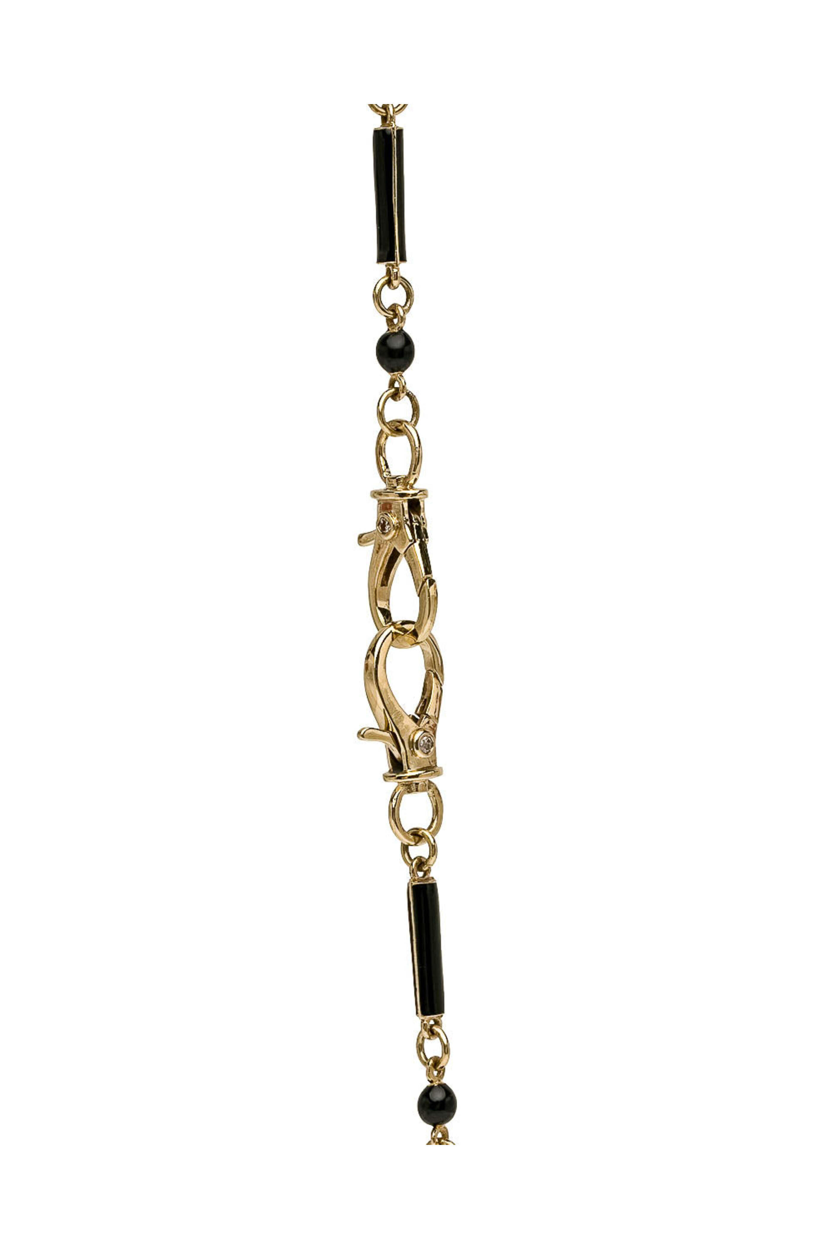 The Woods Fine Jewelry - Black Enamel and Diamond Long Chain Link Necklace