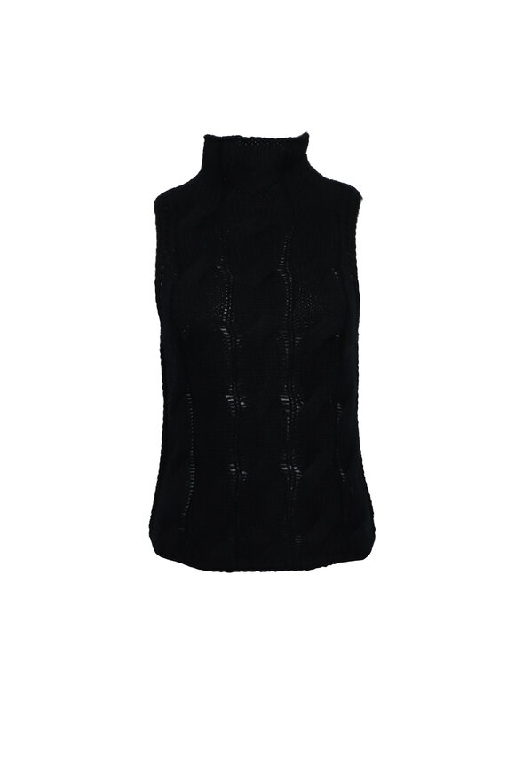 Sablyn Salvia Black Sleeveless Turtleneck