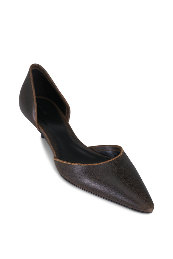 The Row Liisa Kitten D'Orsay Dark Brown Leather Pump, 35mm - view 1