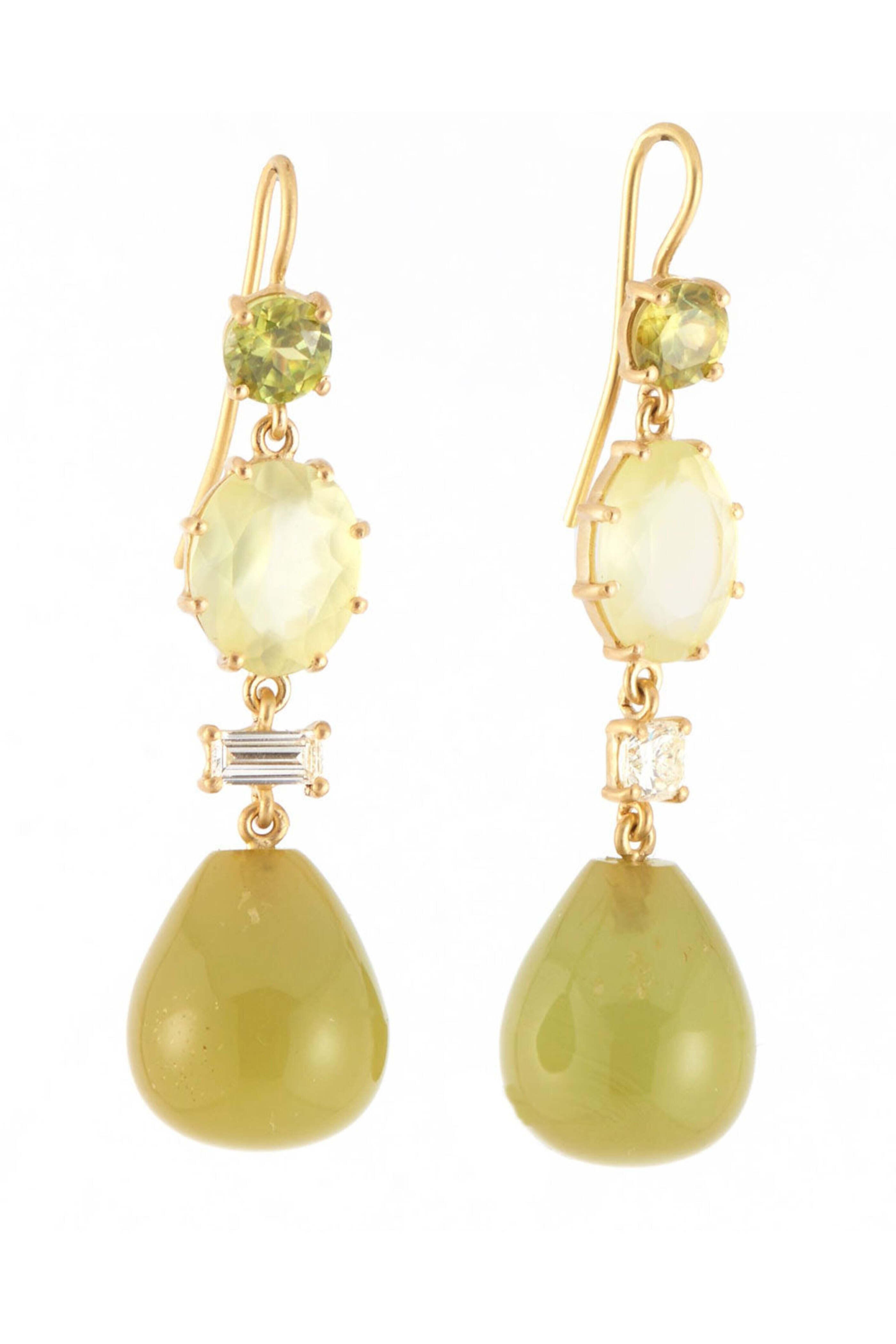 Sylva & Cie - Prenite and Amber Bulb Drop Earrings