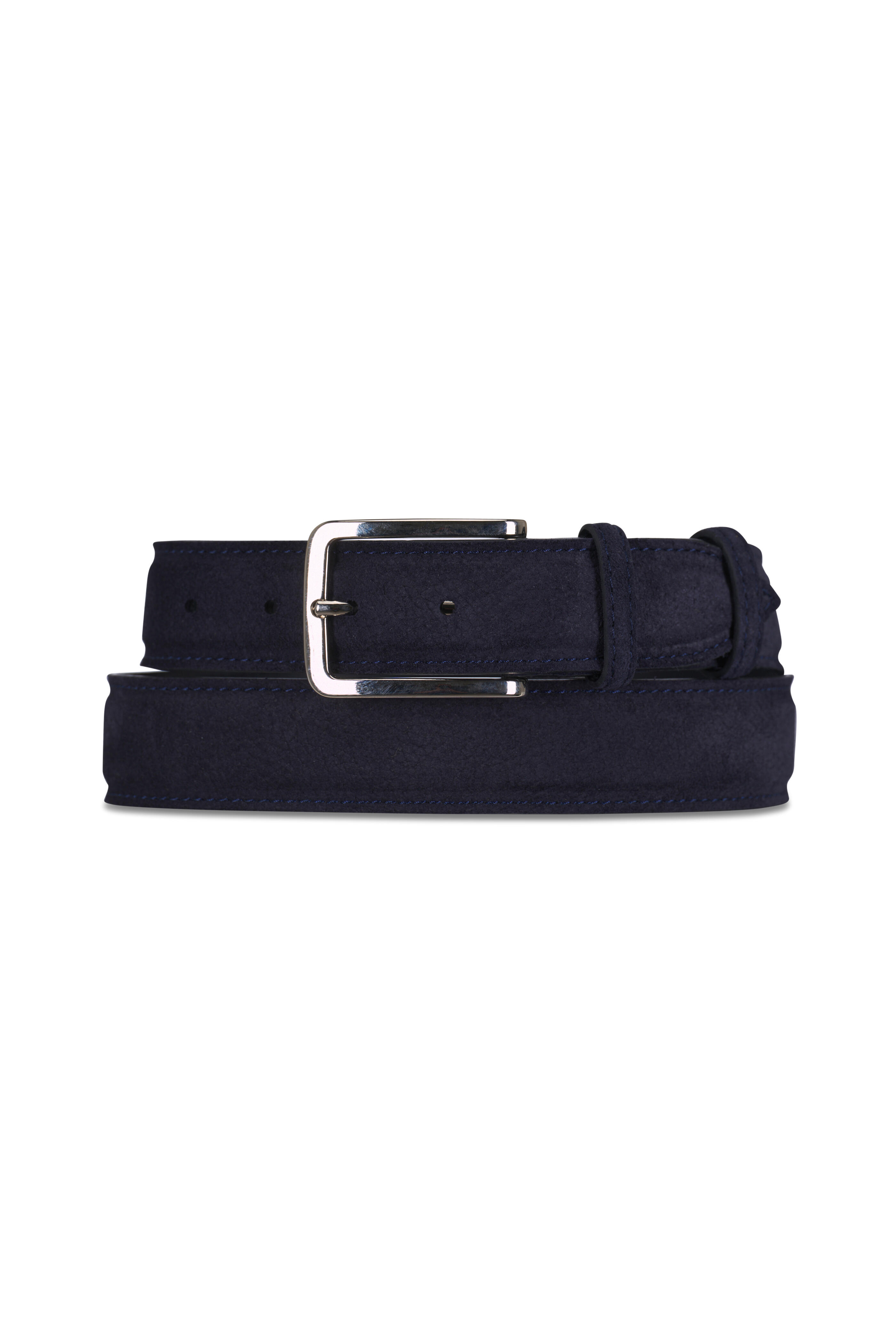 Bontoni - Navy Blue Textured Suede Belt