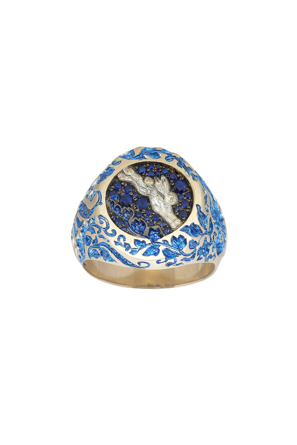 Castro Smith Moon & Rabbit Blue Sapphire Ring