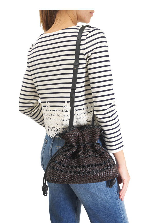 Loewe Medium Flamenco Black & Brown Woven Leather Clutch - view 2