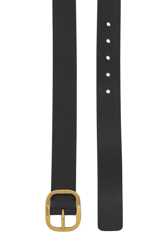 Loewe - Black & Gold Round Soft Leather Belt 