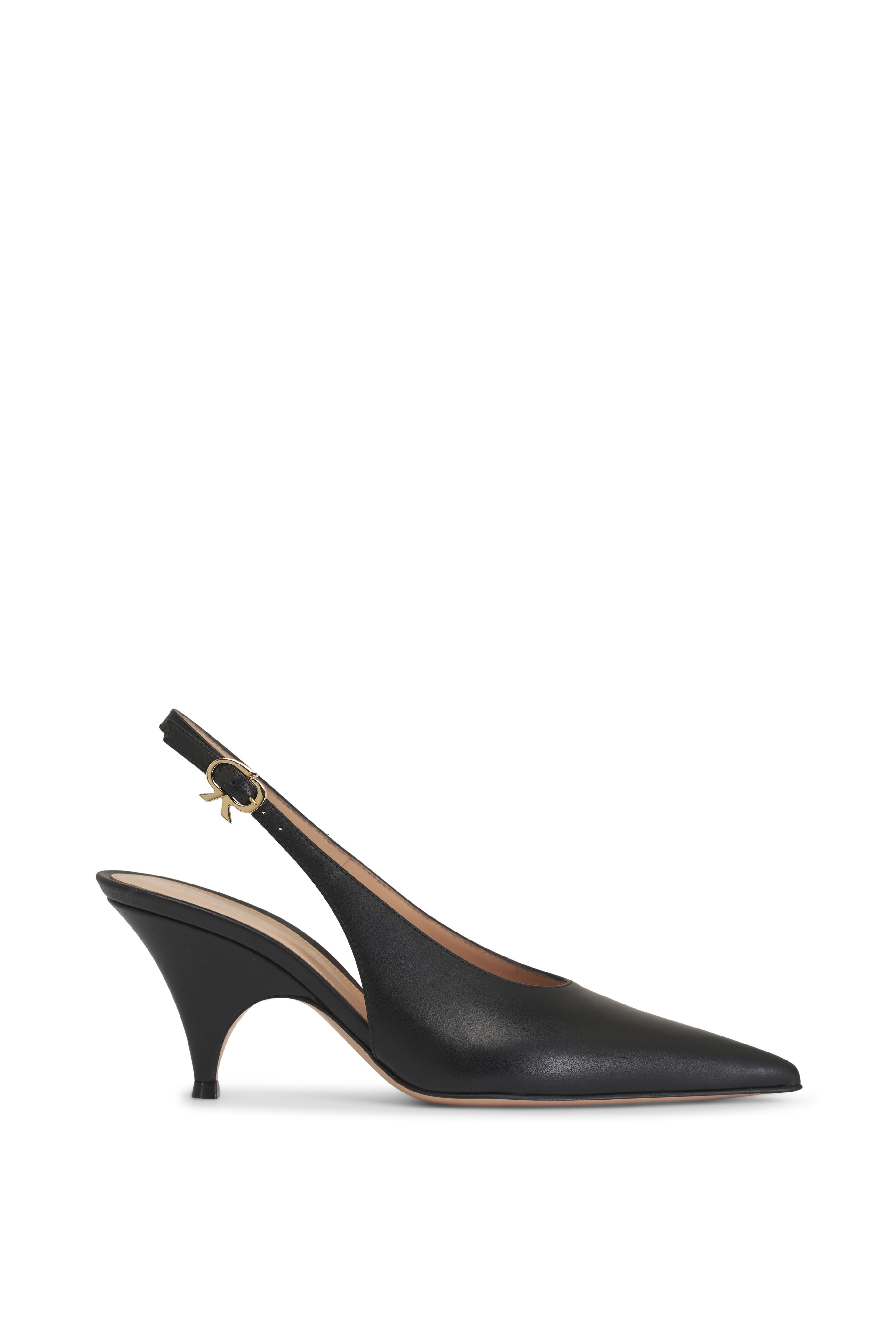 Gianvito Rossi - Vitello Black Leather Slingback Pump, 55mm