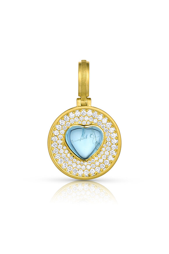 Leigh Maxwell 18k Yellow Gold Small Amani Pave Disk Pendant - view 1