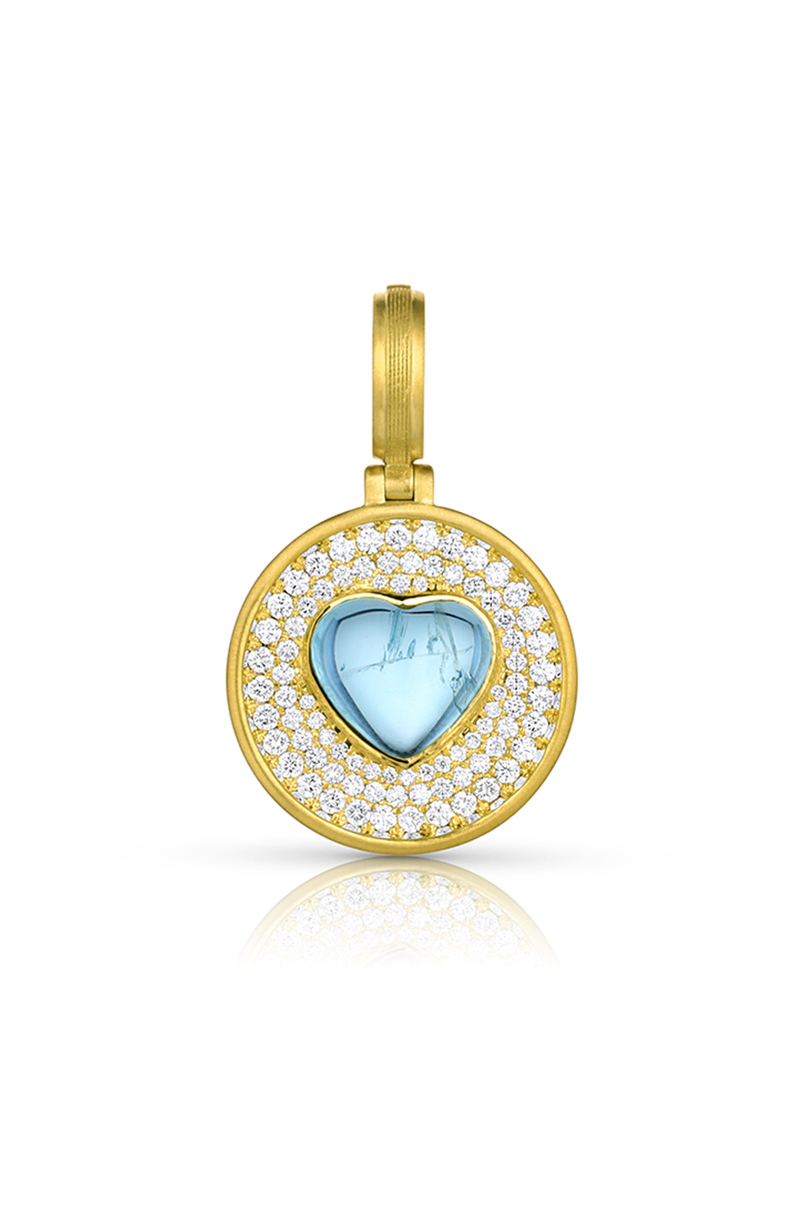 Leigh Maxwell - 18k Yellow Gold Small Amani Pave Disk Pendant - view 1