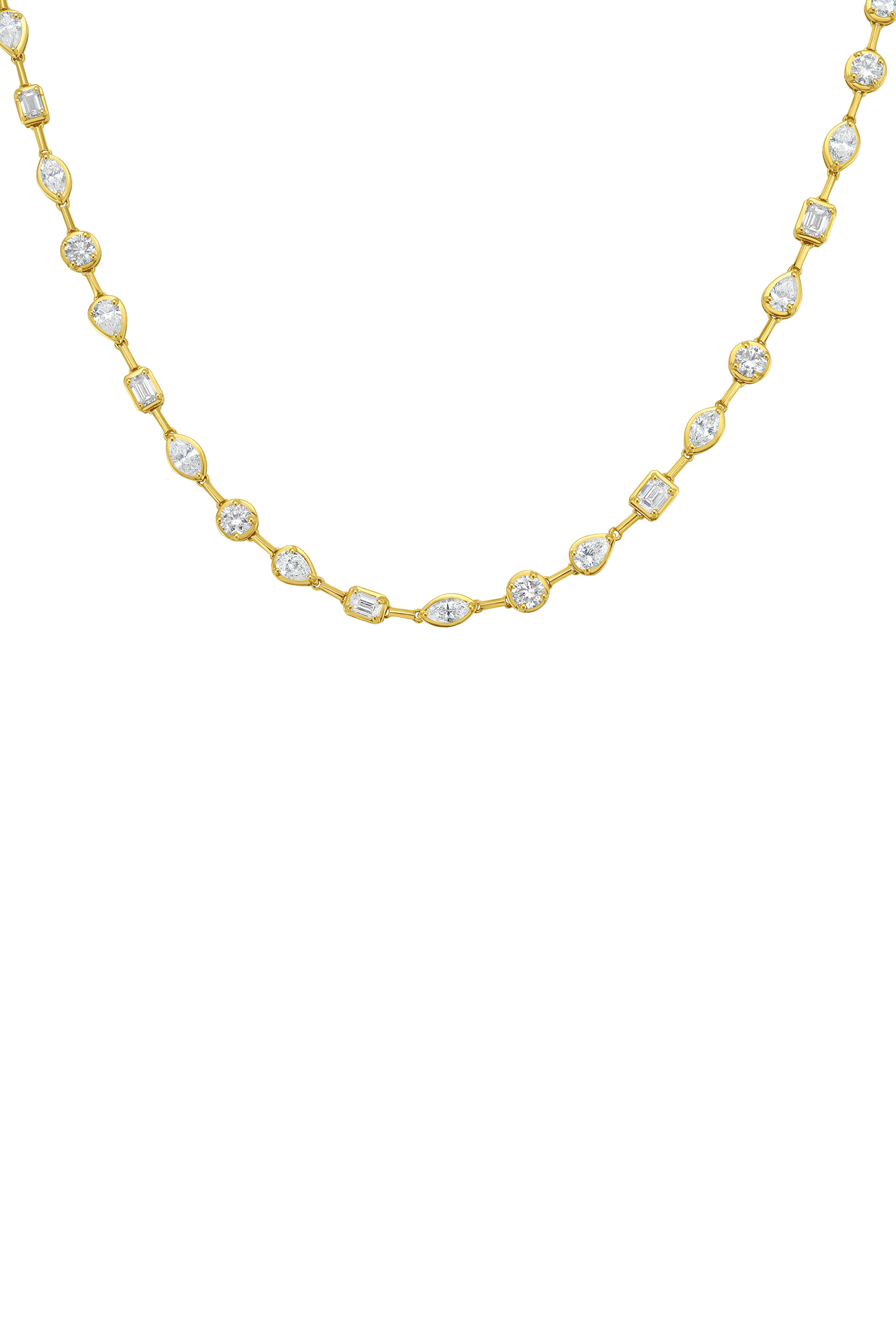 Ruchi - 18k Yellow Gold Bora Diamond Tennis Necklace - view 2