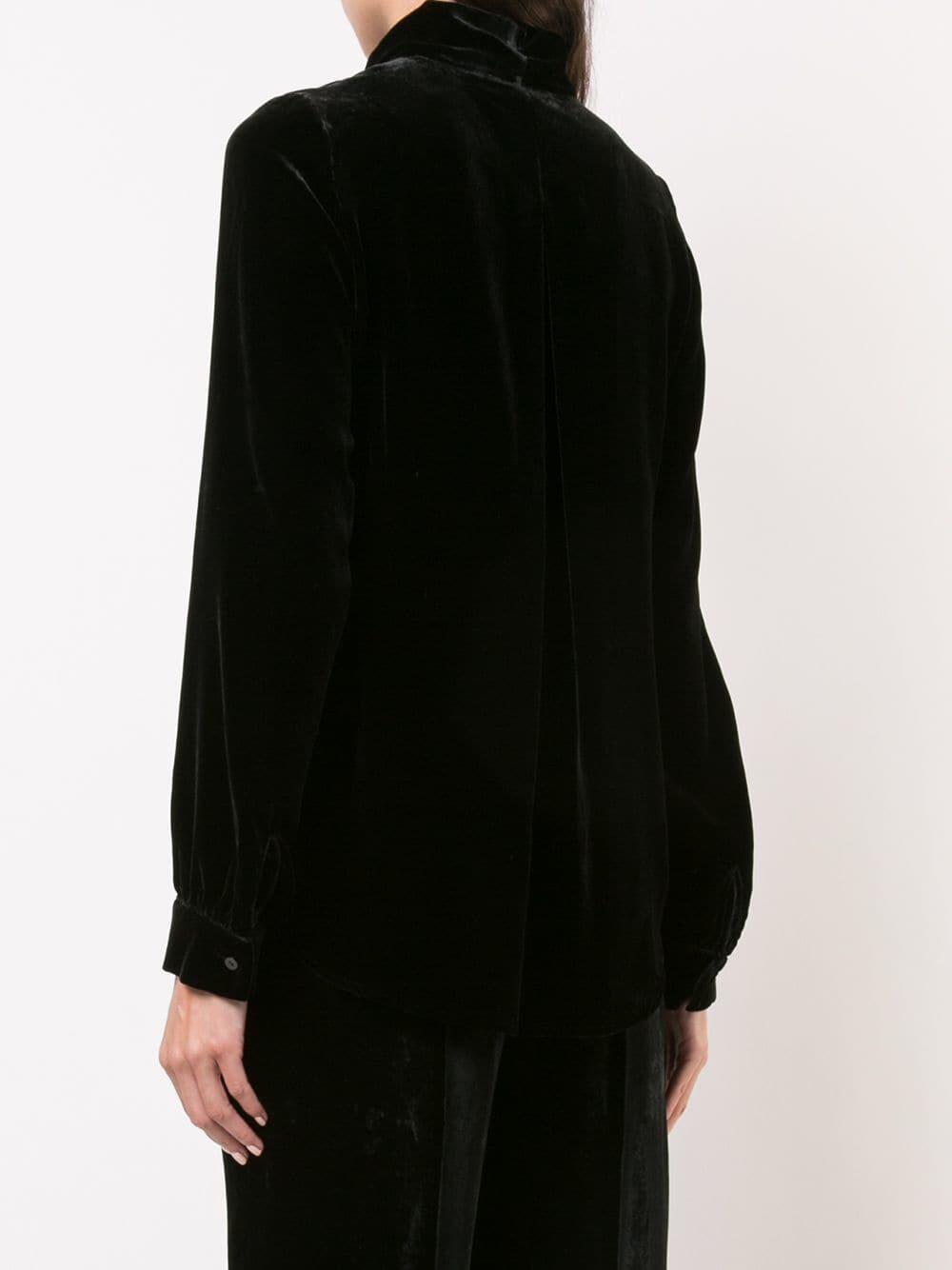 L'Agence - Gisele Black Velvet Tie-Neck Blouse