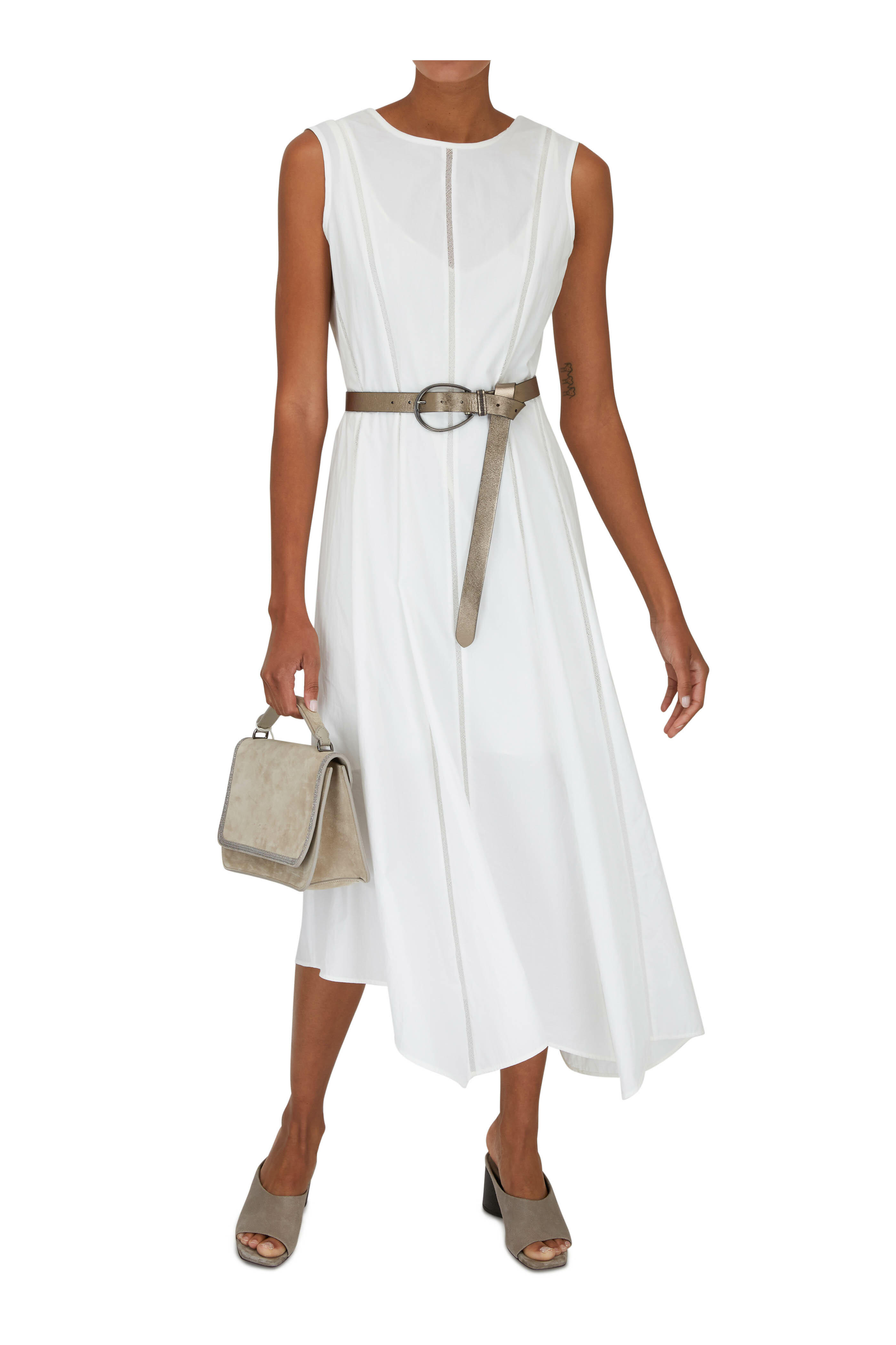 BRUNELLO CUCINELLI☆未使用☆ BRUNELLO CUCINELLI | Logo Embroidered Sequined Linen Silk