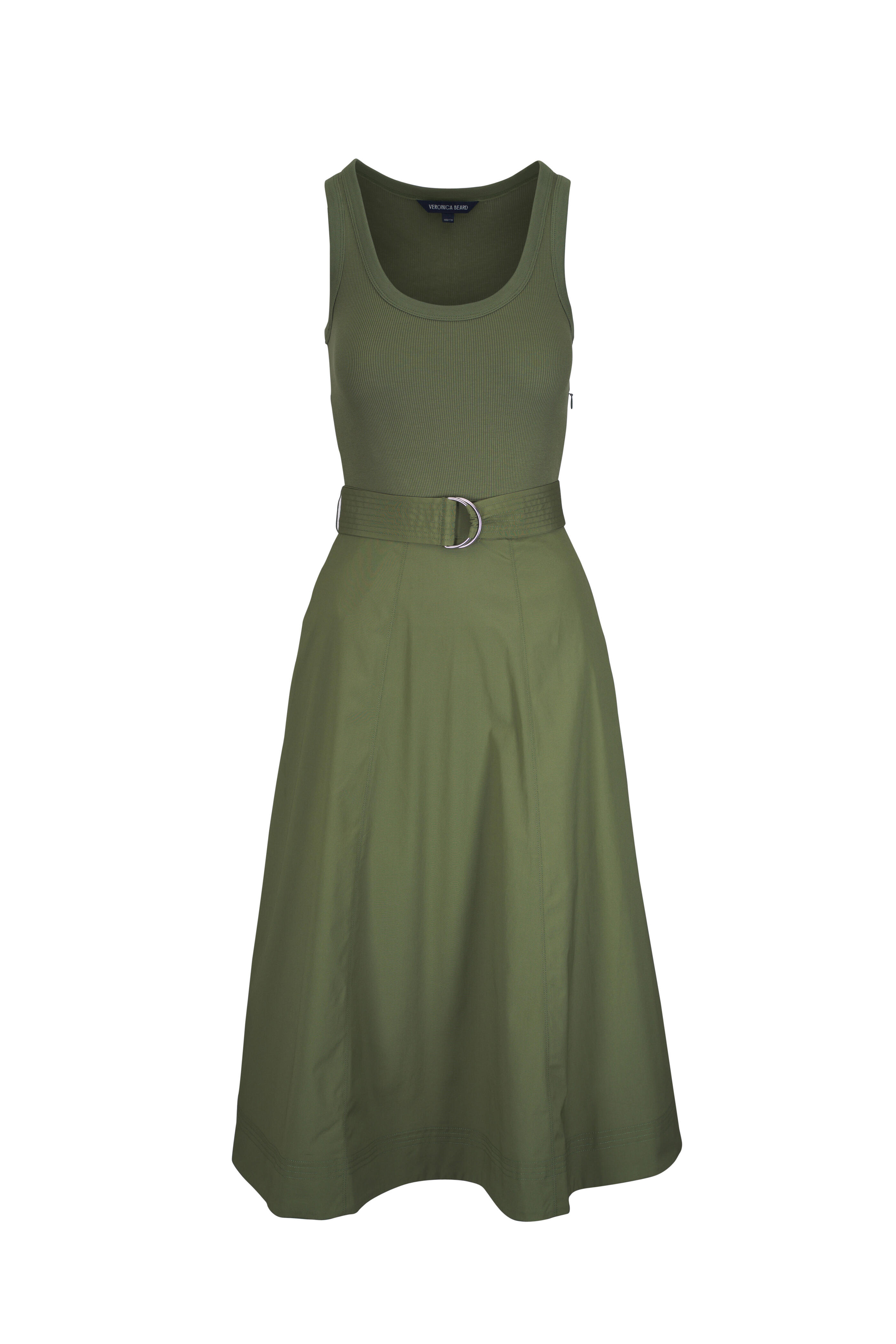 Veronica Beard - Ennis Stone Army Green Mixed Media Dress