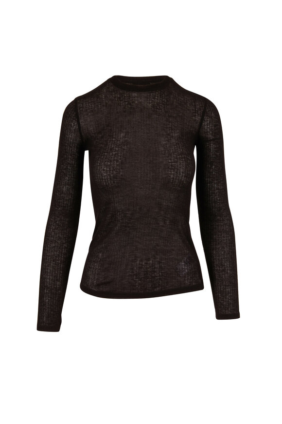 Vince - Black Wool Ribbed Longsleeve Crewneck Top