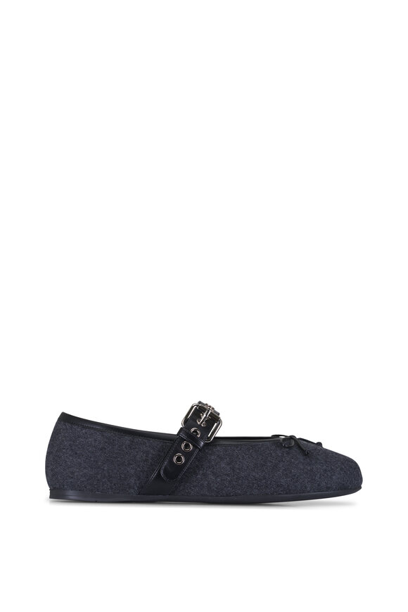 Miu Miu Anthracite Wool Ballerine Flat - view 2