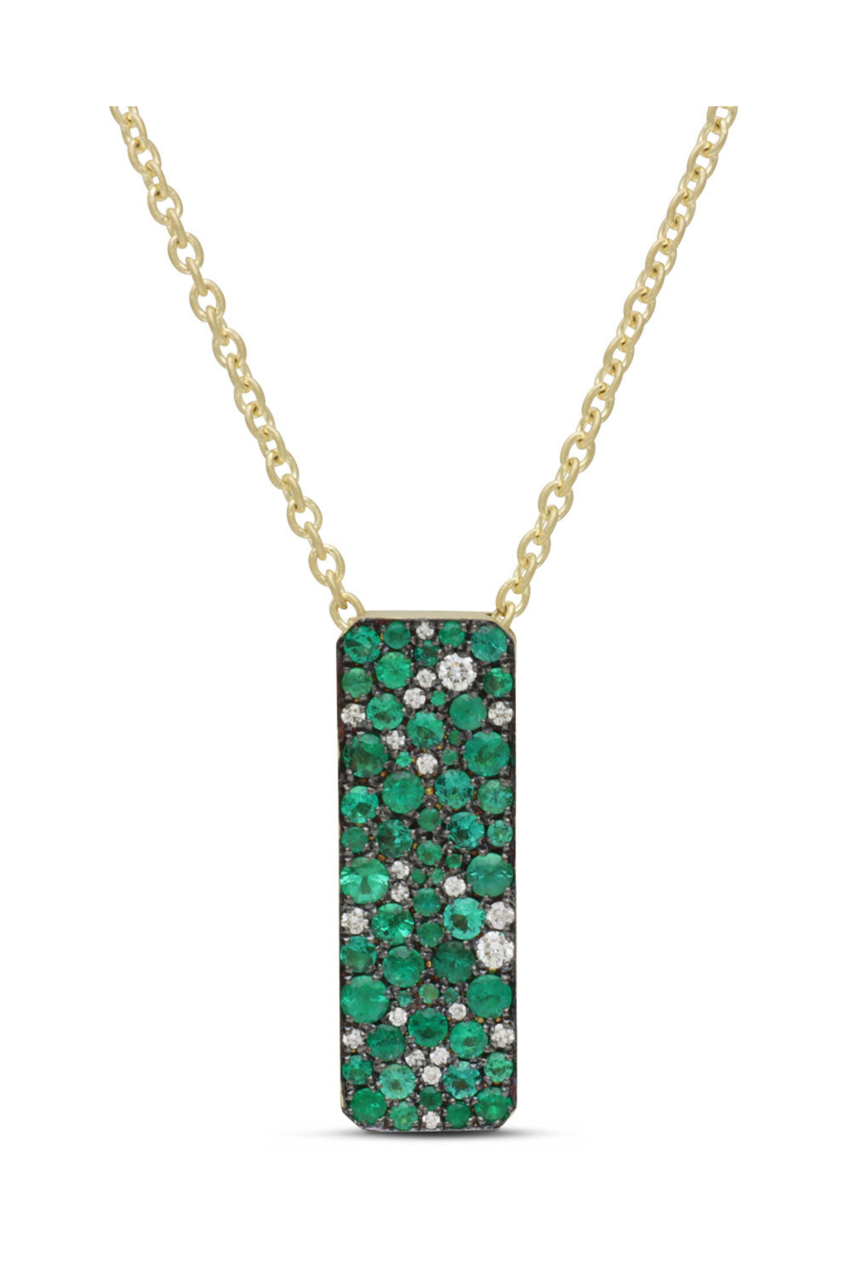 Jared Lehr - Emerald and Diamond Bar Necklace
