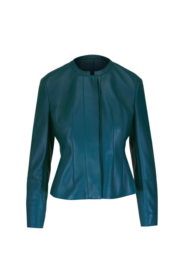 Akris - Abadin River Green Darted Waist Jacket | Mitchell Stores