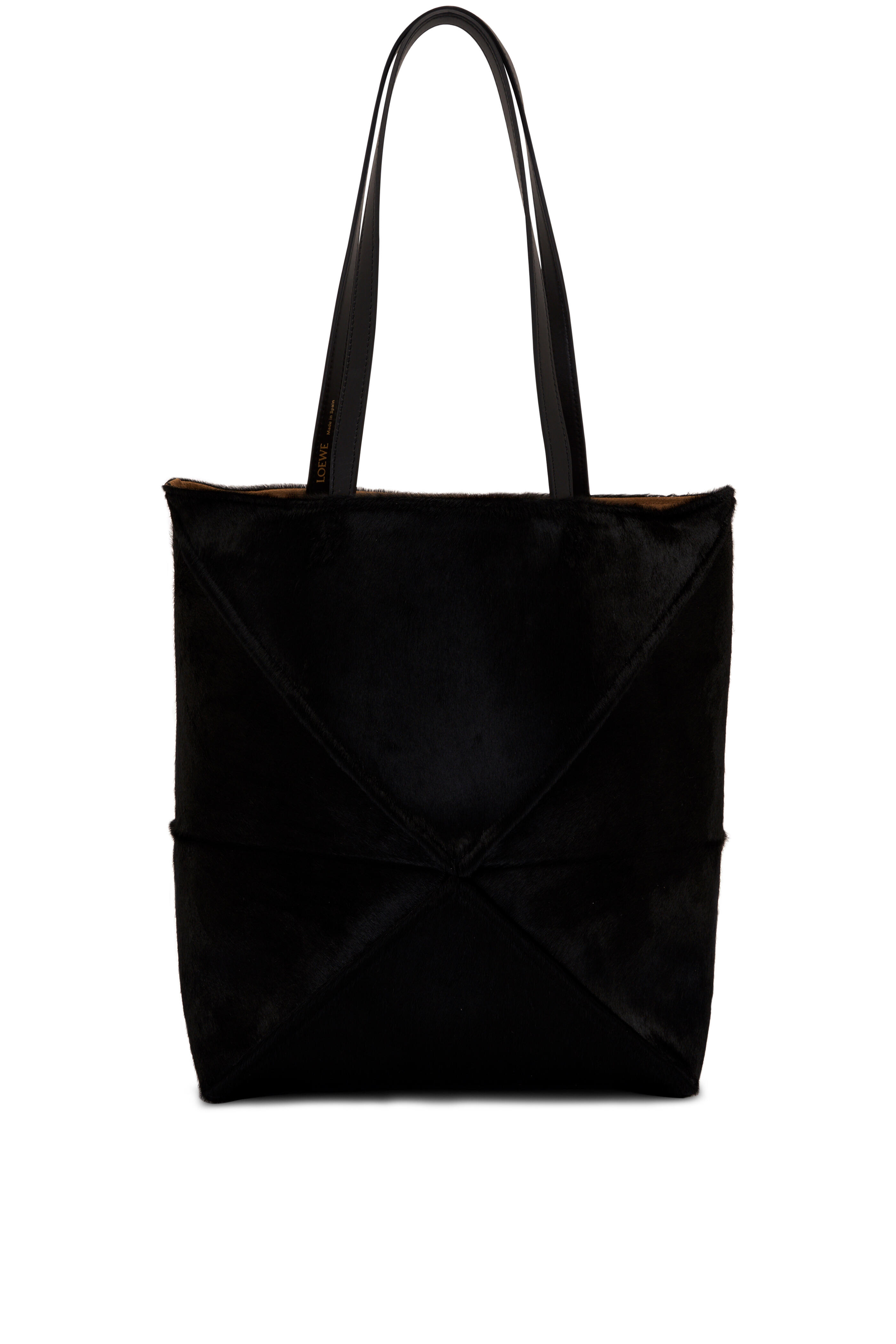 Puzzle Fold Medium Leather Tote Bag in Black - Loewe