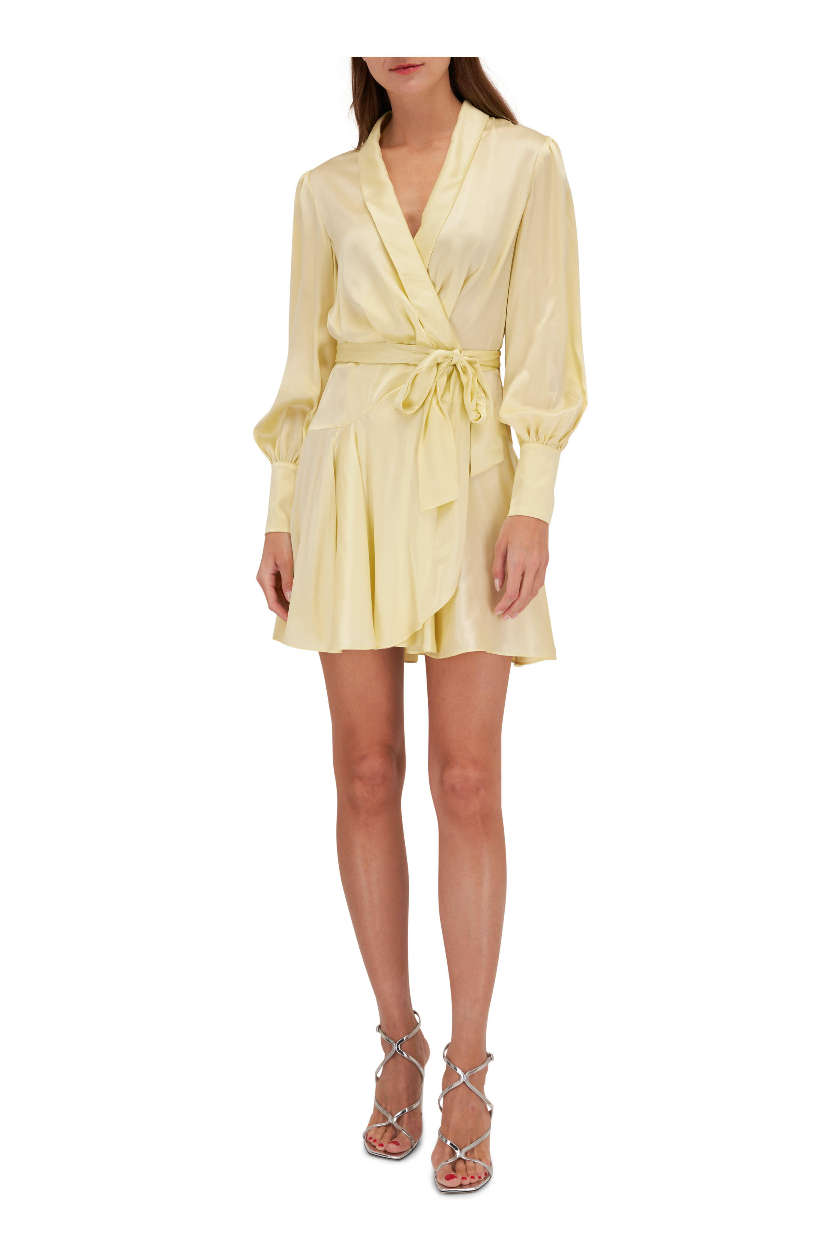 Zimmermann - Lemon Silk Wrap Mini Dress | Mitchell Stores