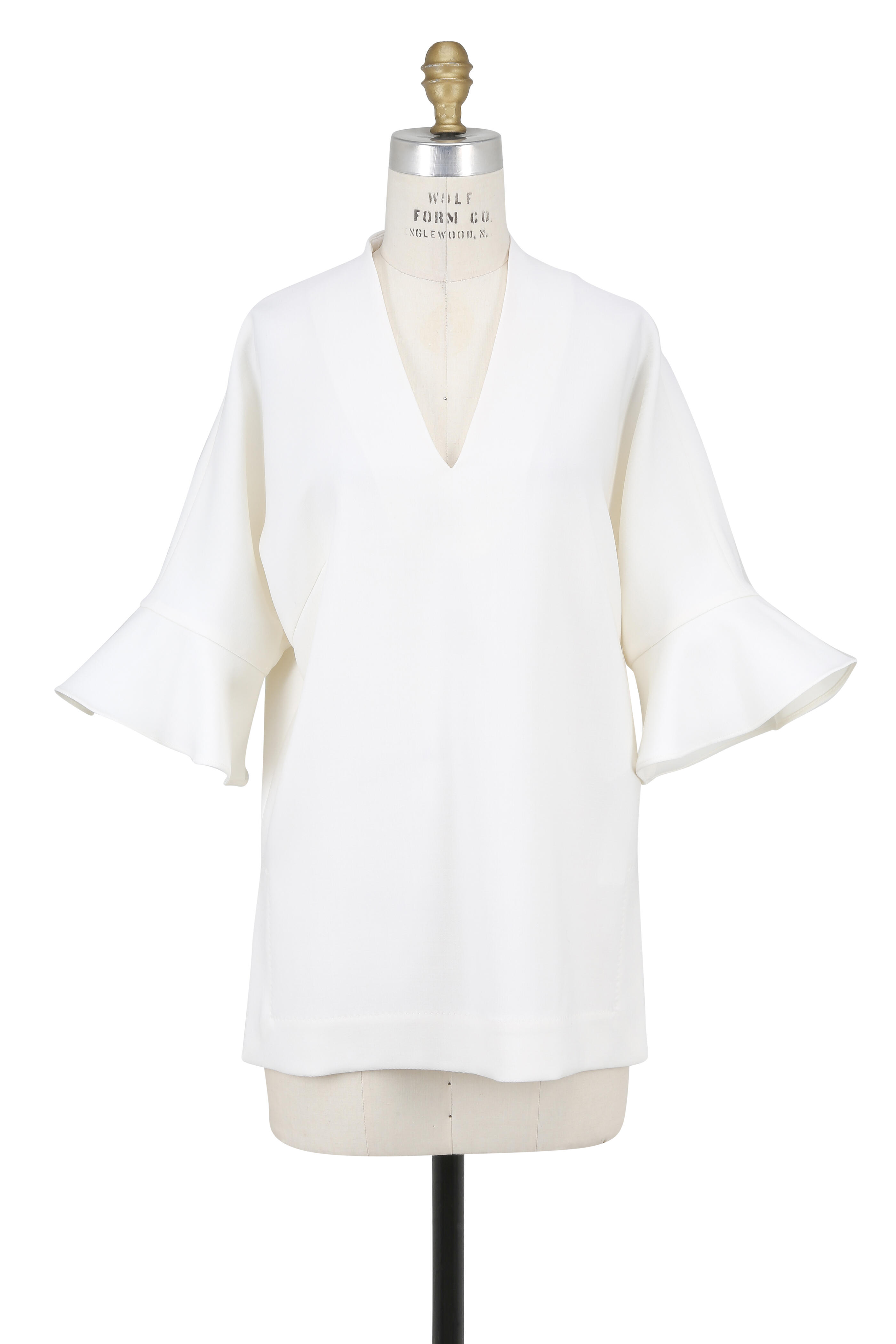 khadi and co vence frill blouse ホワイト Kensley Women's Dropped Shoulder V-neck Loose Blouse, White