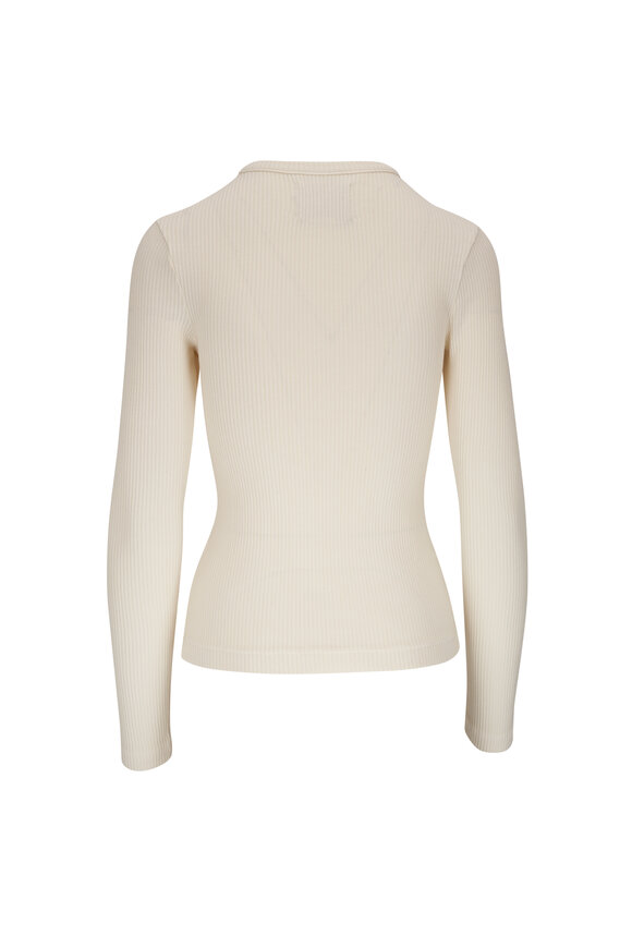 Citizens of Humanity - Bina Canvas White Ribbed Cotton Crewneck Top 