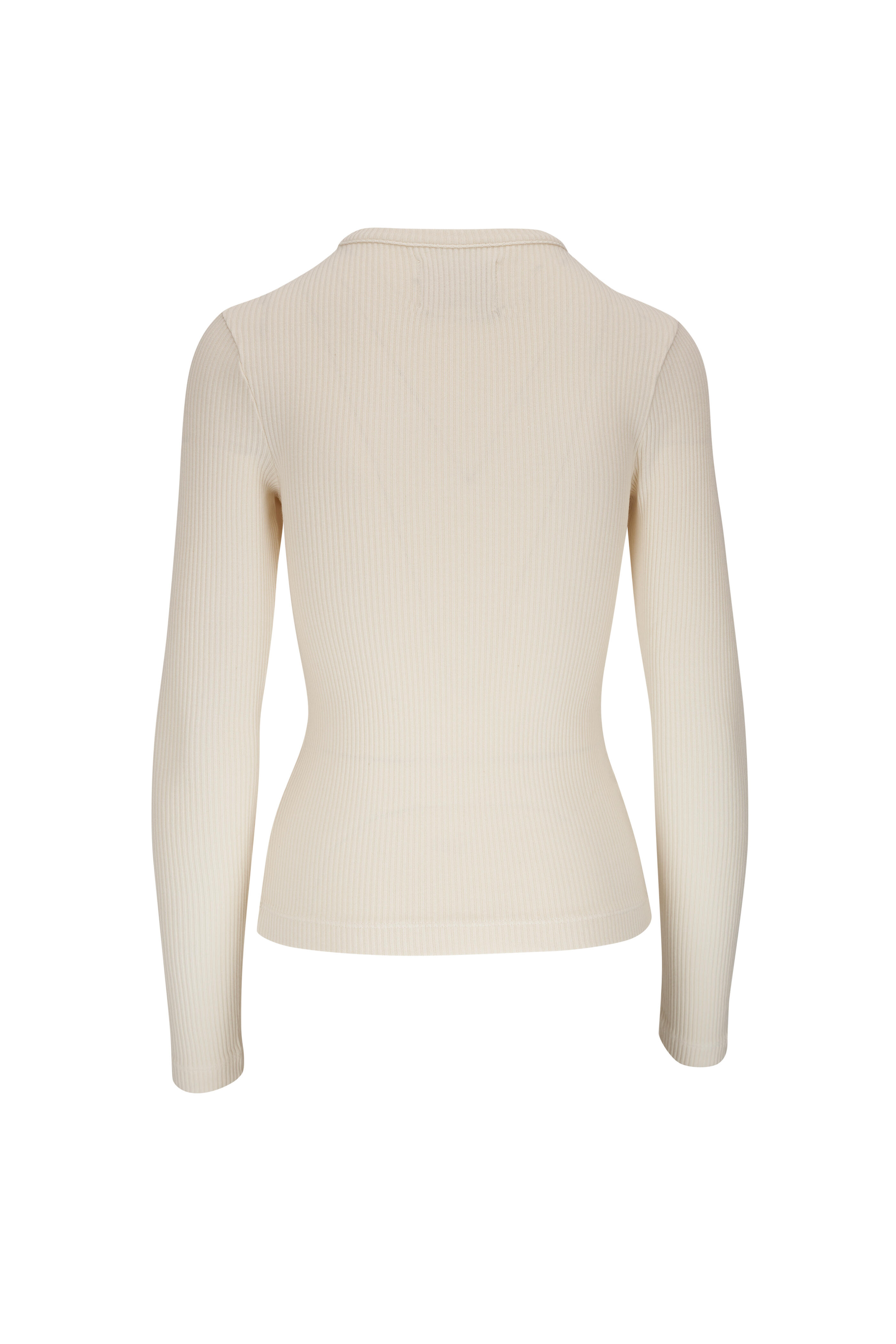 Citizens of Humanity - Bina Canvas White Ribbed Cotton Crewneck Top