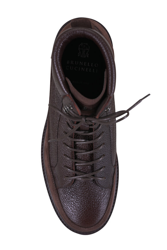Brunello Cucinelli Commander Dark Brown Deerskin Suede Boot - view 3