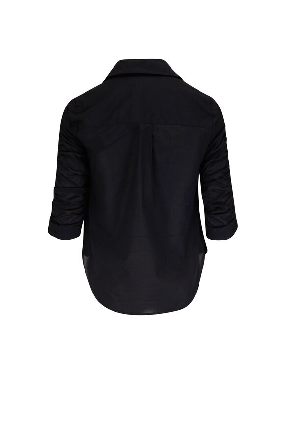 Veronica Beard - Porta Black Cotton Shirred Shirt 